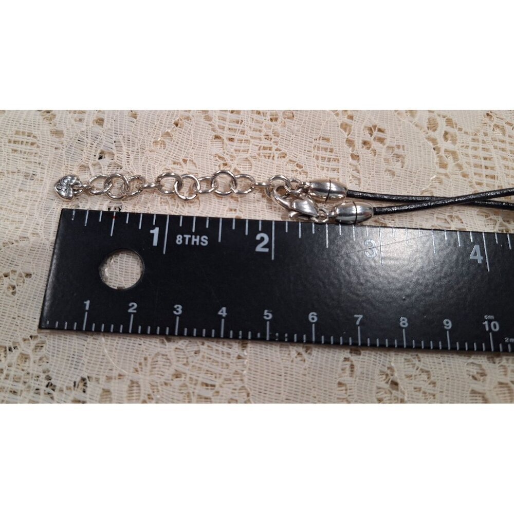 Brighton Silver Spiral Pendant Necklace With Adjustable Chain & Black Cord - Picture 7 of 7